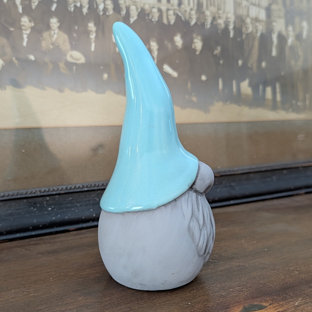 Ceramic Gnome Figurine with Aqua Hat - Picture 2 of 3